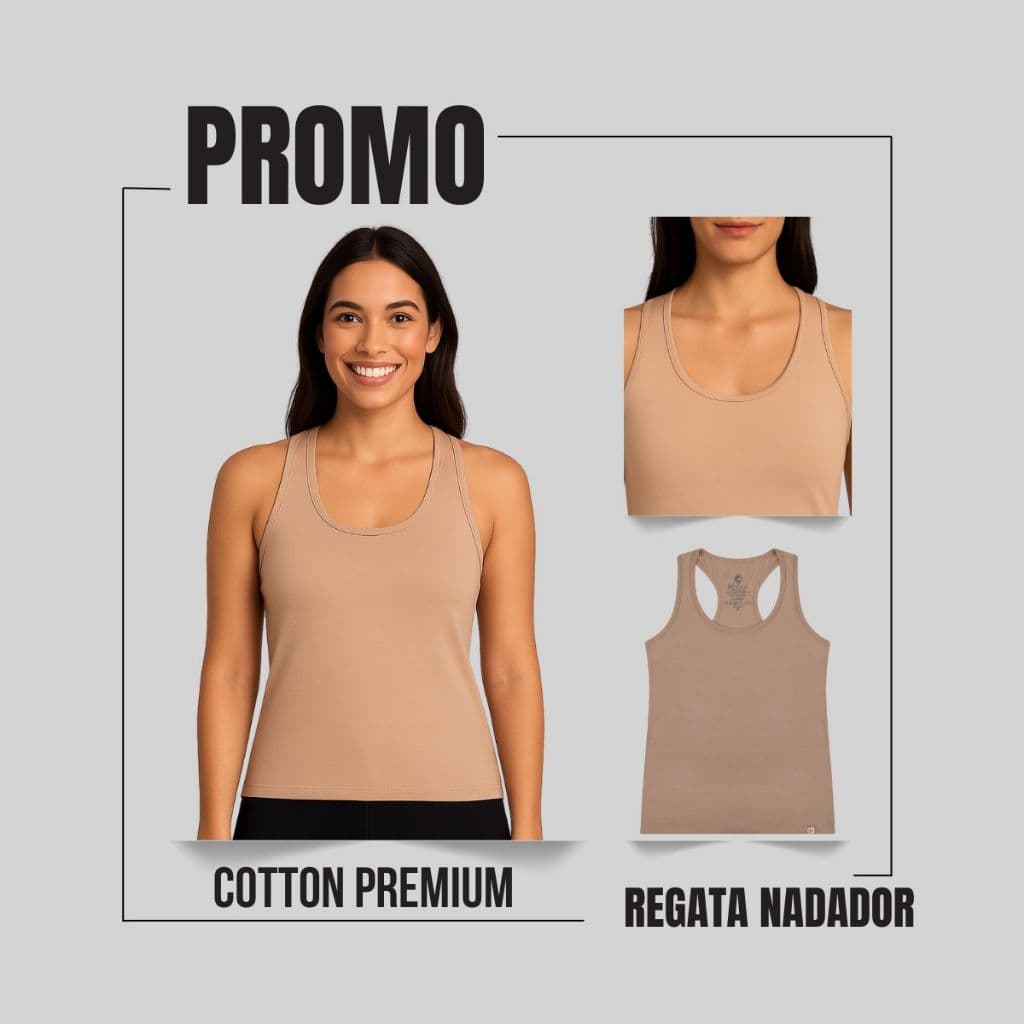 Regata Nadador Feminina Algodão Cotton Elastano Básica Dia a Dia Academia Verão 25618-C2