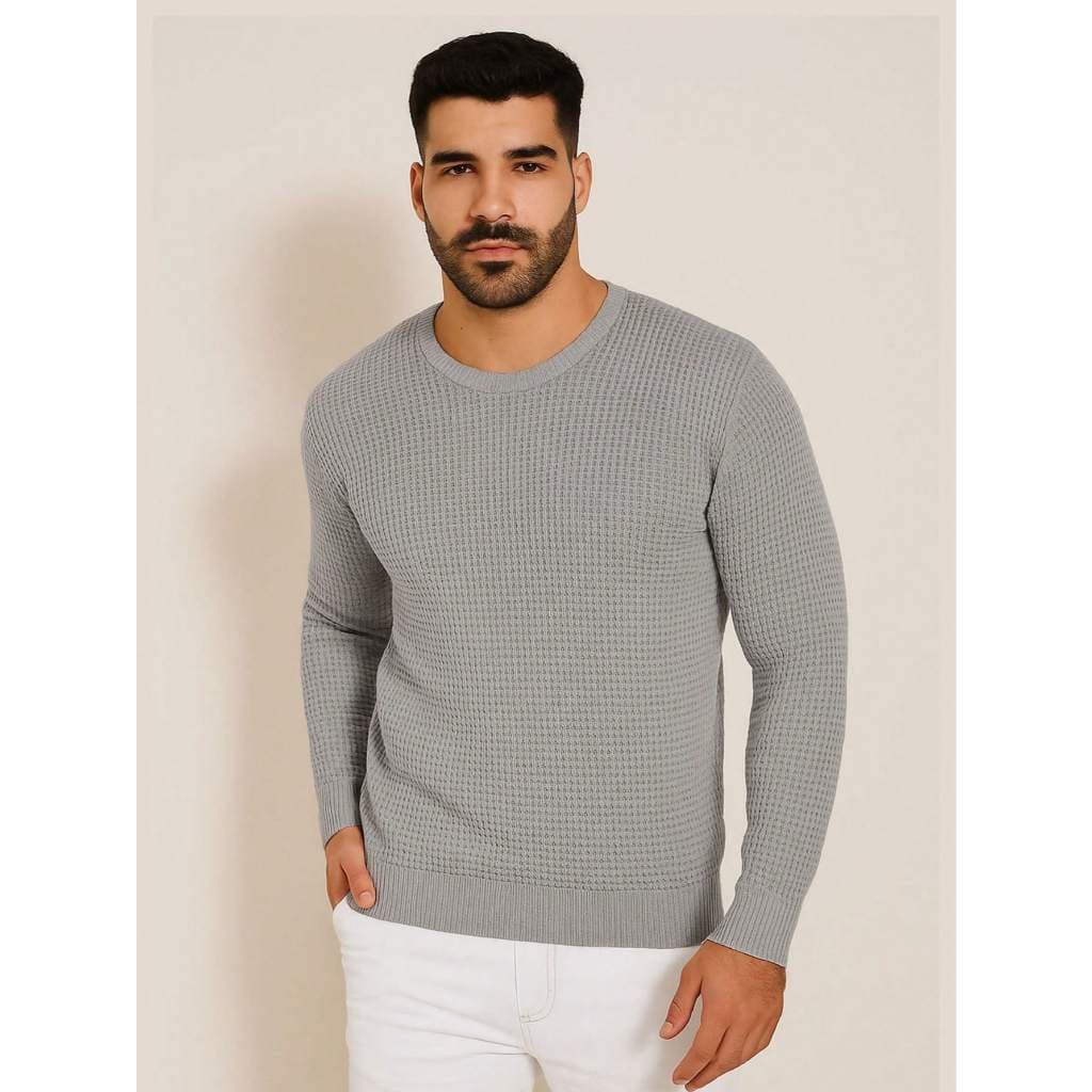 BLUSA SUÉTER DE TRICO LÃ MASCULINO LISA GOLA REDONDA MANGA LONGA INVERNO