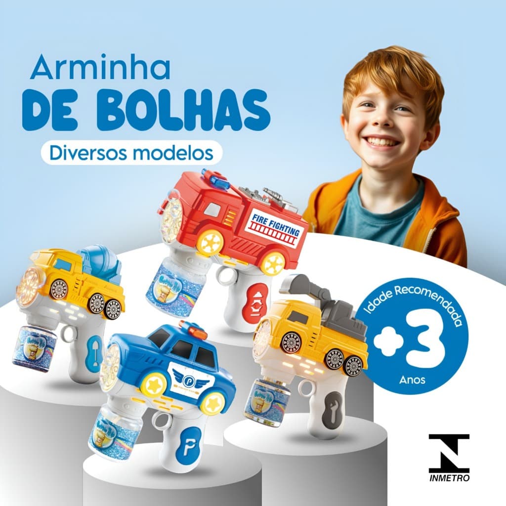 Brinquedo Lança Bolhas De Sabão Automática com Luz crianças arma arminha Azul Vermelho