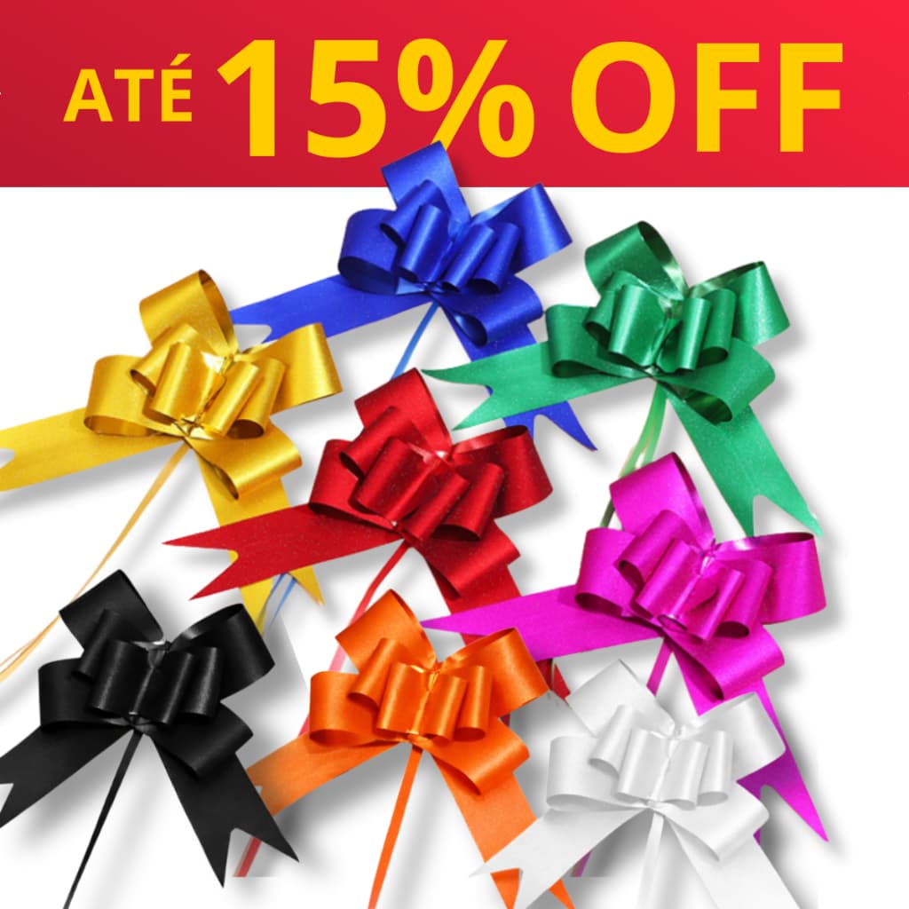 LAÇO FÁCIL MÁGICO LISO 18X350MM MÉDIO PACOTE |  C/ 50 UNIDADES – DECORATIVO PARA PRESENTE