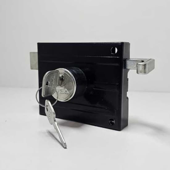 Fechadura de Sobrepor Preta - Alta Segurança, Resistente e Durável para Portas de Entrada Externa