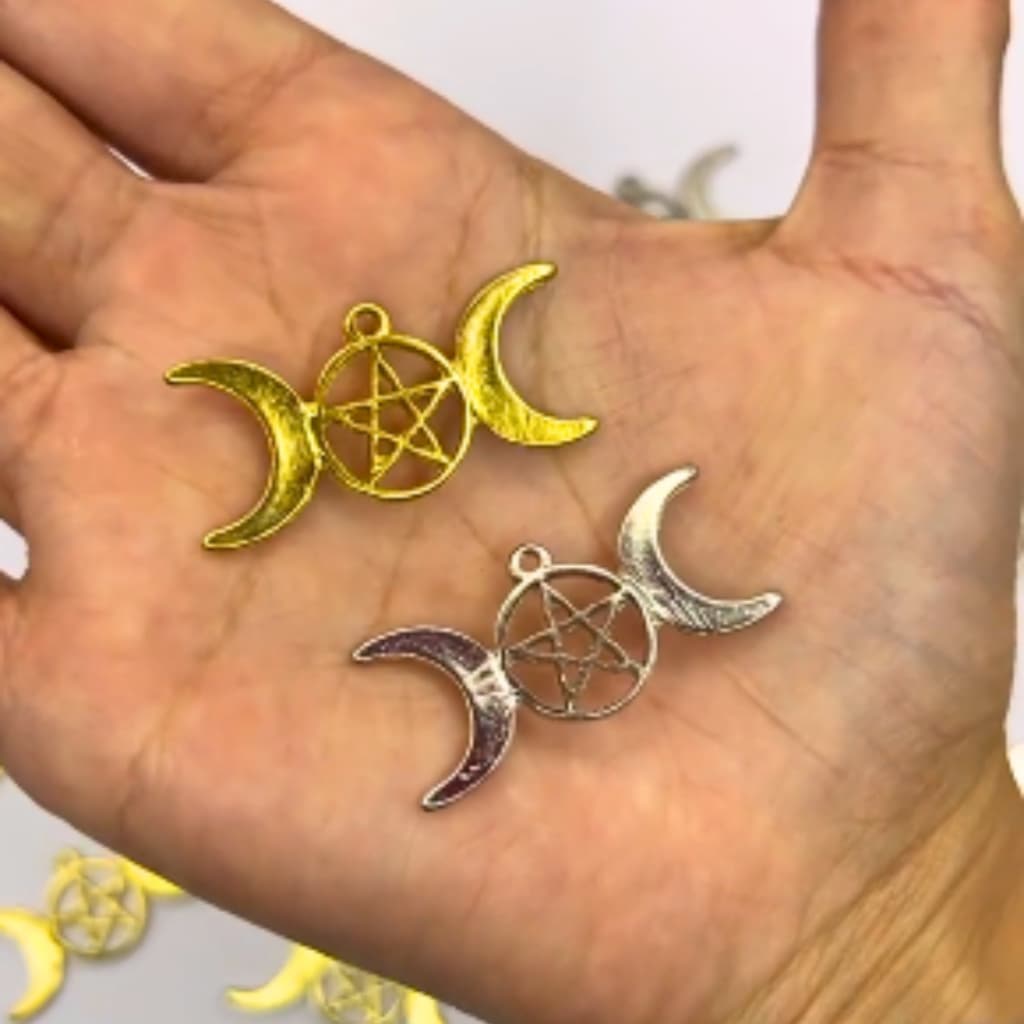 Pingente Místico de Lua e Pentagrama (Triluna) 1/3/7 unidades