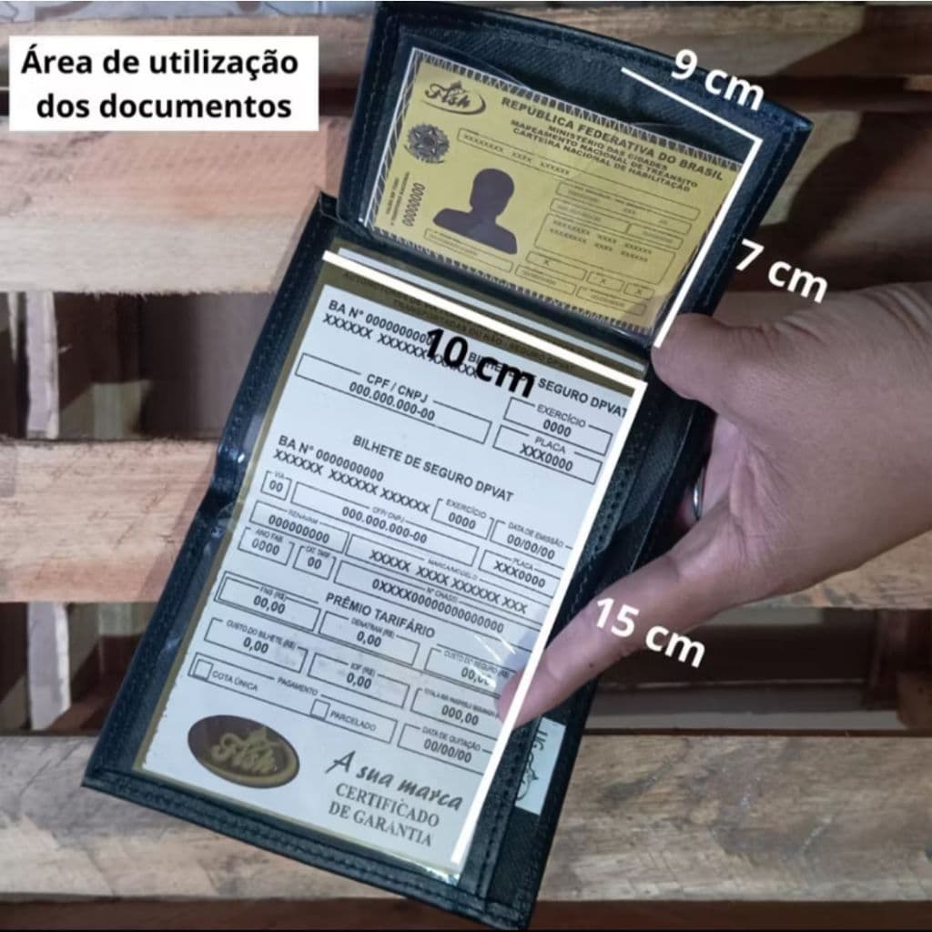 Porta Documento Carteira Moto Carro e Habilitação Compacta Com Porta Cartão - Envio Imediato