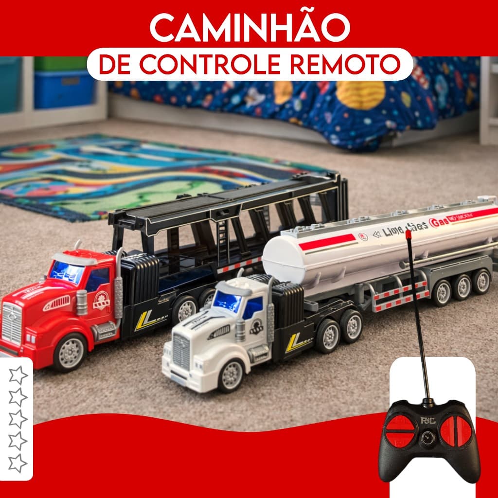 Caminhão De Controle Remoto Infantil 38cm Articulado Resistente Modelos Cegonha Tanque
