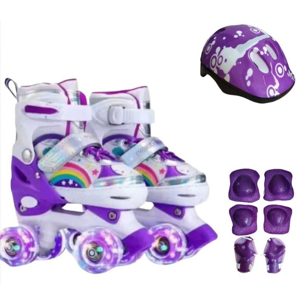 PATINS INFANTIL - INFANTOJUVENIL MENINA COM KIT PROTEÇÃO E SEM KIT PROTEÇÃO - RODAS DUPLAS E LINHA RETA