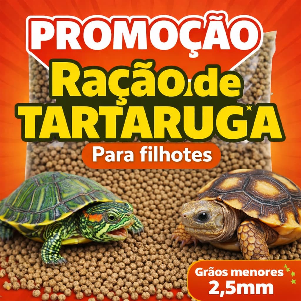 Ração Nutritiva Premium para Tartaruga, Jabuti e Répteis Filhotes e Adultos
