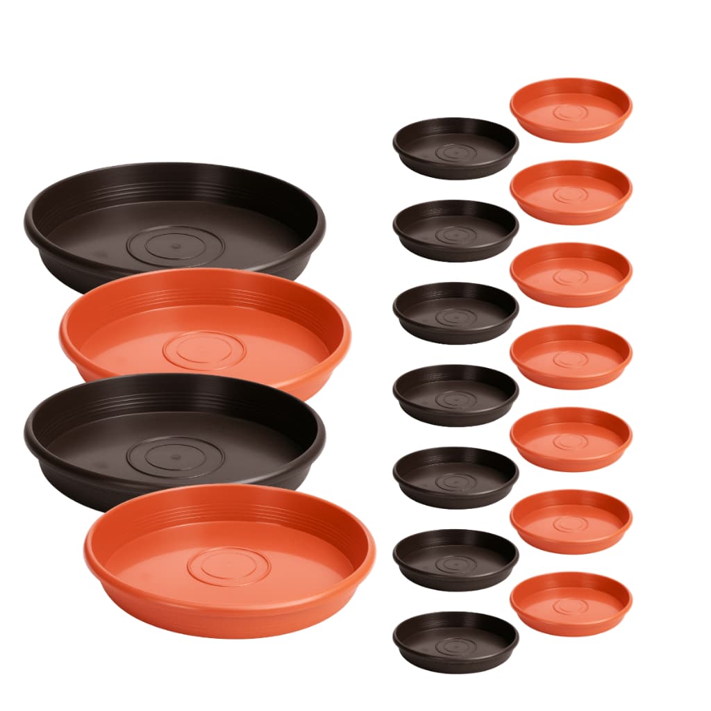 Pratinho Redondo Preto Marrom Terracota 13,3cm Plastico Prato para Vasos Redondos de Planta e Flores