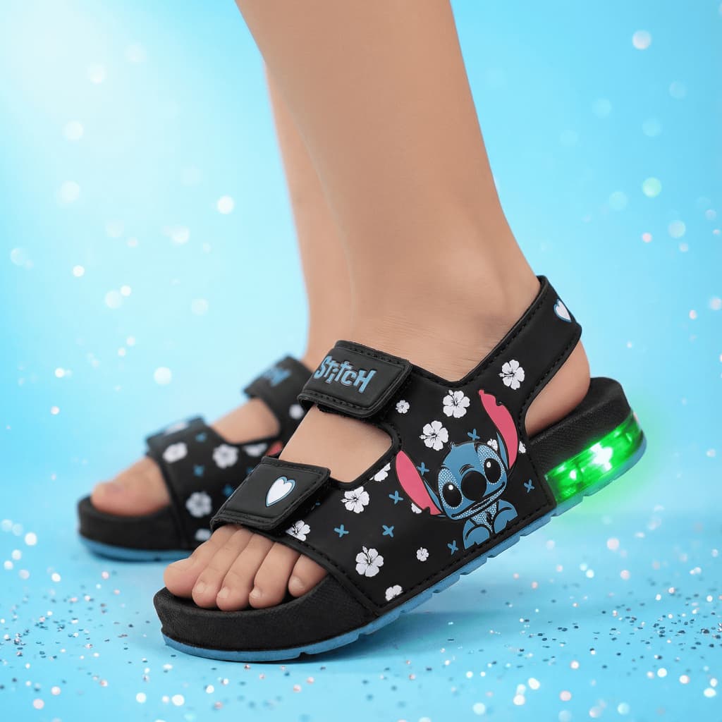Papete Infantil Slide Stitch Super Macia com LED que Pisca ao Caminhar