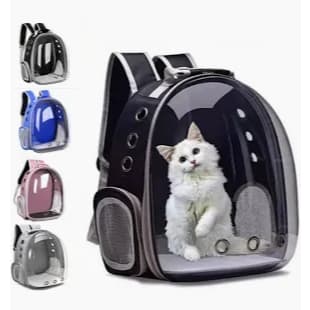 Mochila Transparente Para Animais De Estimação Transportadora De Gatos Com Fecho De Correr Lateral