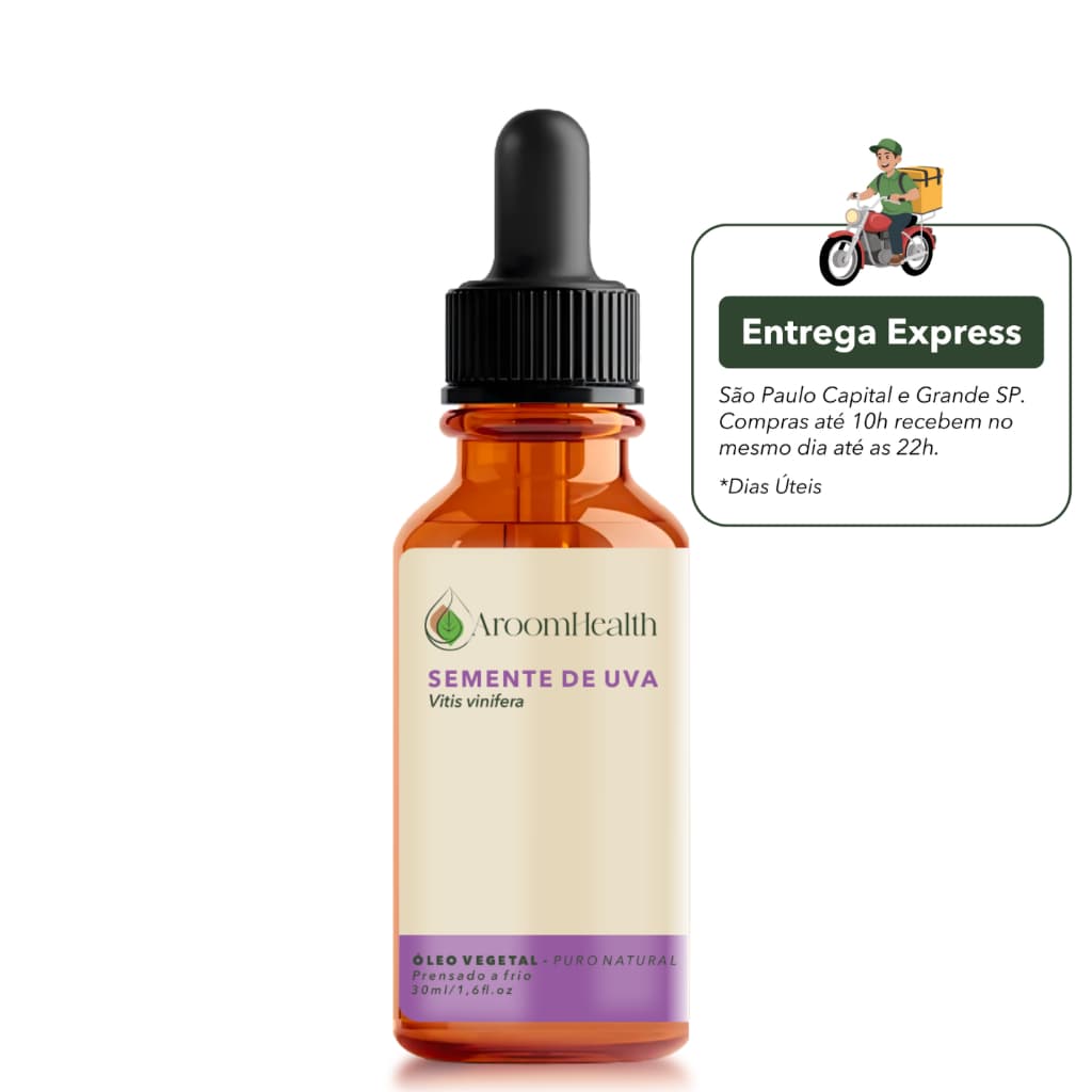 Óleo vegetal puro natural de semente de Uva  30ml Cabelo e Pele