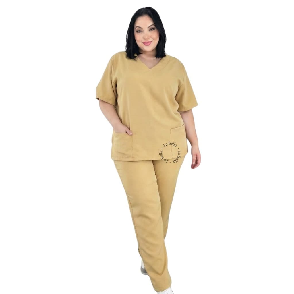 Conjunto Pijama Scrub Cirúrgico Hospitalar Unissex Gabardine Marsala Rose Carcelin, Tecido não  PH