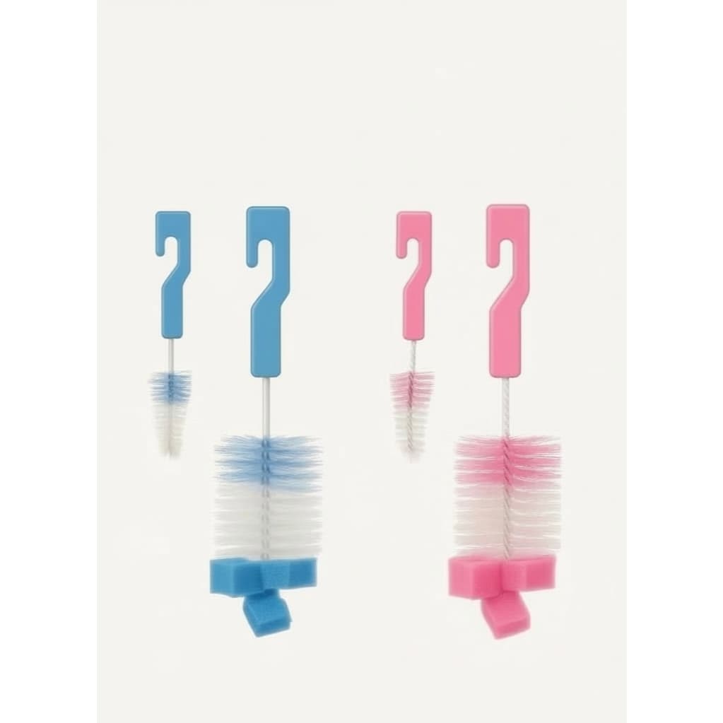 Escova de Mamadeira com Mini Escova para Bico – Kit de Limpeza Prático e Portátil