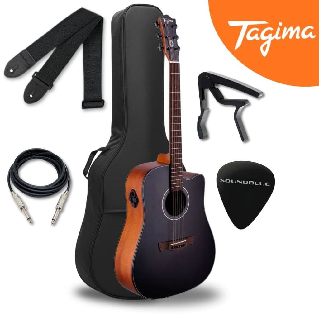 kit Violao Eletrico Tagima Efeitos Bluetooth P2 Corda Aço Folk Metropolis Destro Profissional Eletroacustico Completo