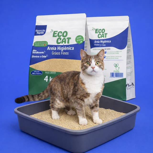 Areia Biodegradável Eco Cat -  Grãos Finos |🐱 💙🌿