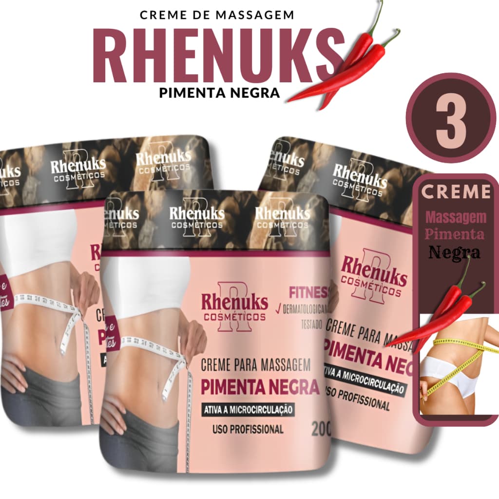 Kit 3 Gel Redutor De Medidas Pimenta Negra 200g - Combate Estrias e Celulite