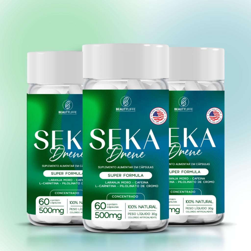 KIT 3x Seka Drene Super Formula 60 cps 500mg  Elimine Retenção e Acelere o Metabolismo SUPER FORMULA