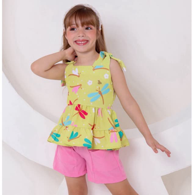 Conjunto infantil menina blusa e shorts princesa confortavel estampas luxo conjunto de cor para meninas 2,4,6 8 10