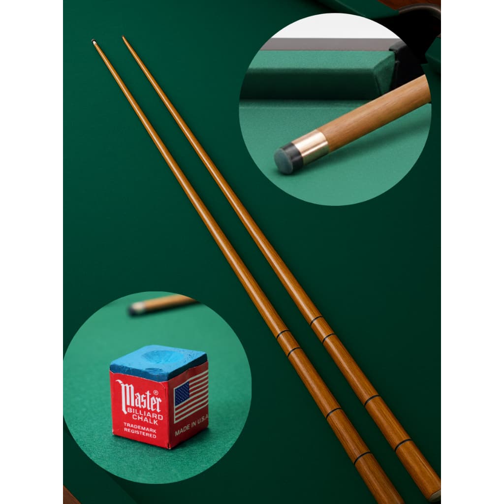 2 Tacos de Sinuca 1,45m Com Sola De Couro + 1 Giz Bilhar