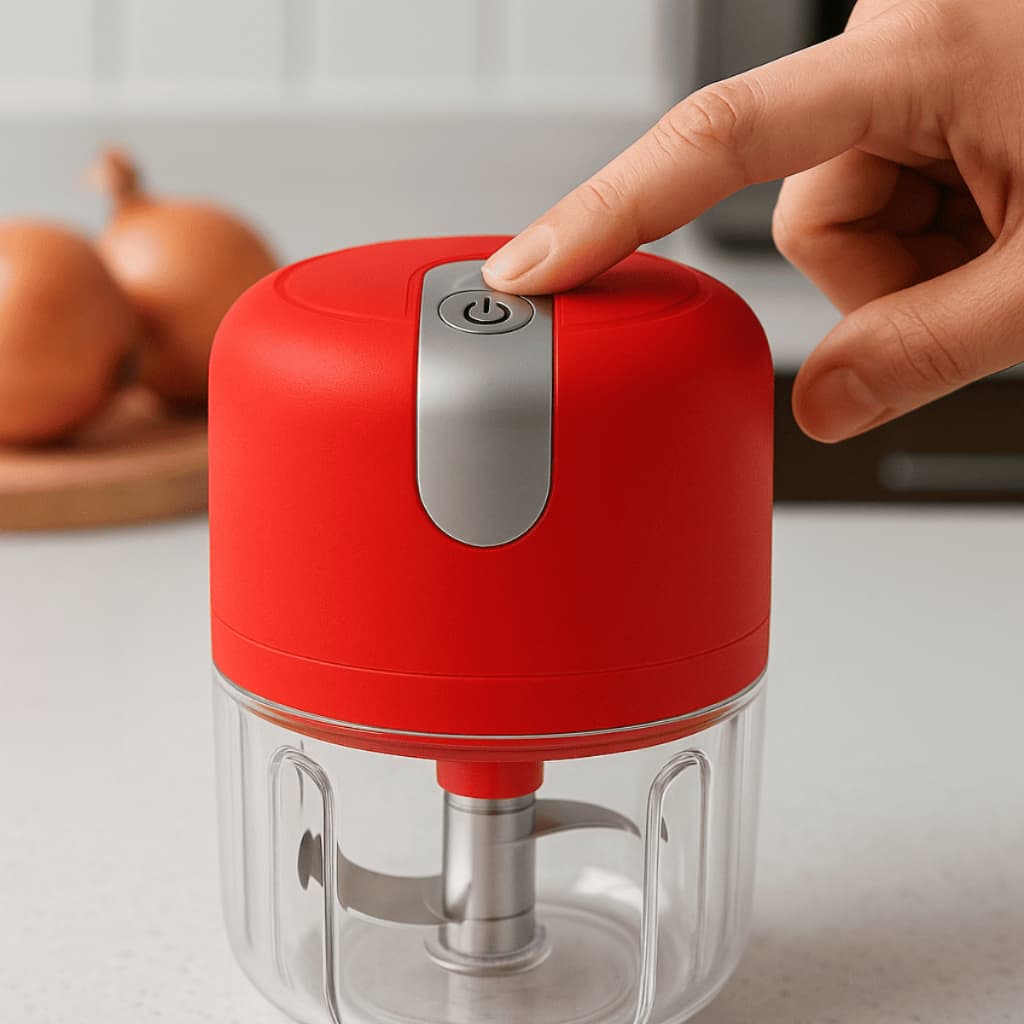 Processador Alimentos Elétrico Compacto 1 Botão Tritura Cebola Alho Legumes