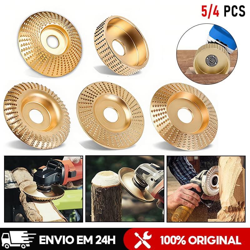 Disco de Desbaste KIT 5/4/1 de Madeira 100mm para Esmerilhadeira moedor de madeira 16/22 mm Diâmetro interno
