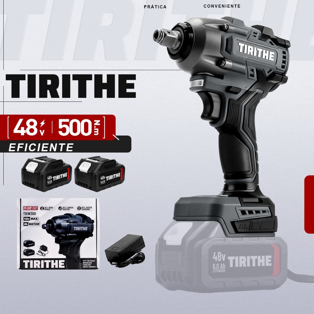 Chave De Impacto Brushless 500nm 48v Com 2 Baterias Portátil