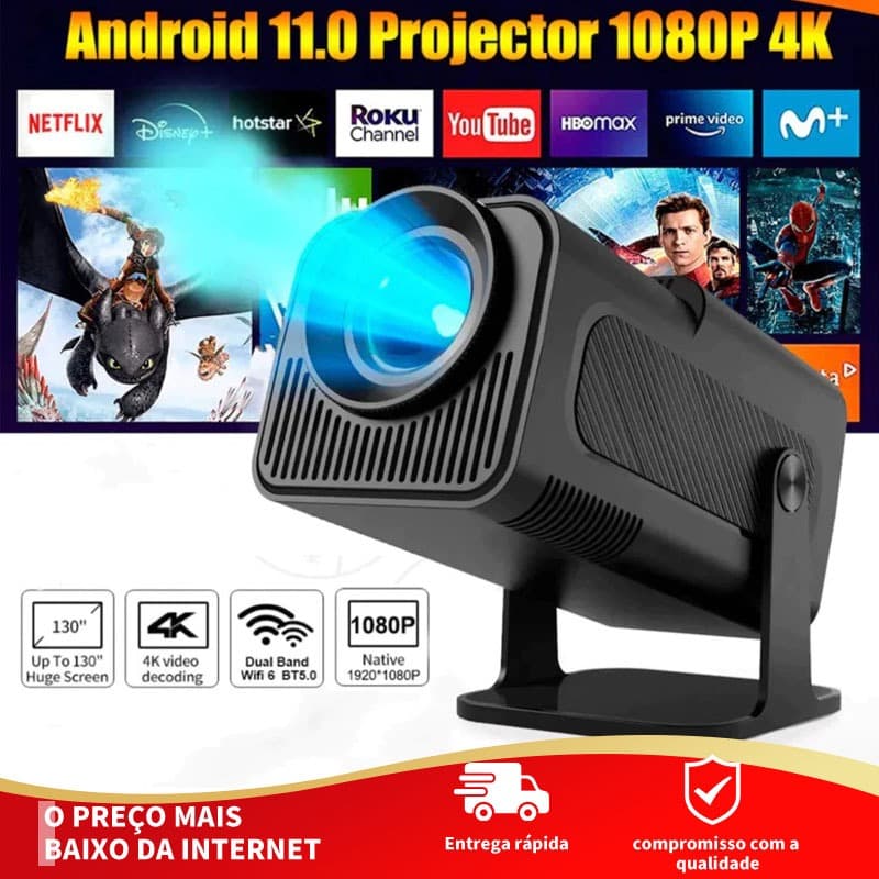 Atualizado Projetor Smart HY320 Android Full HD 1920x1080 Bluetooth Wi-fi