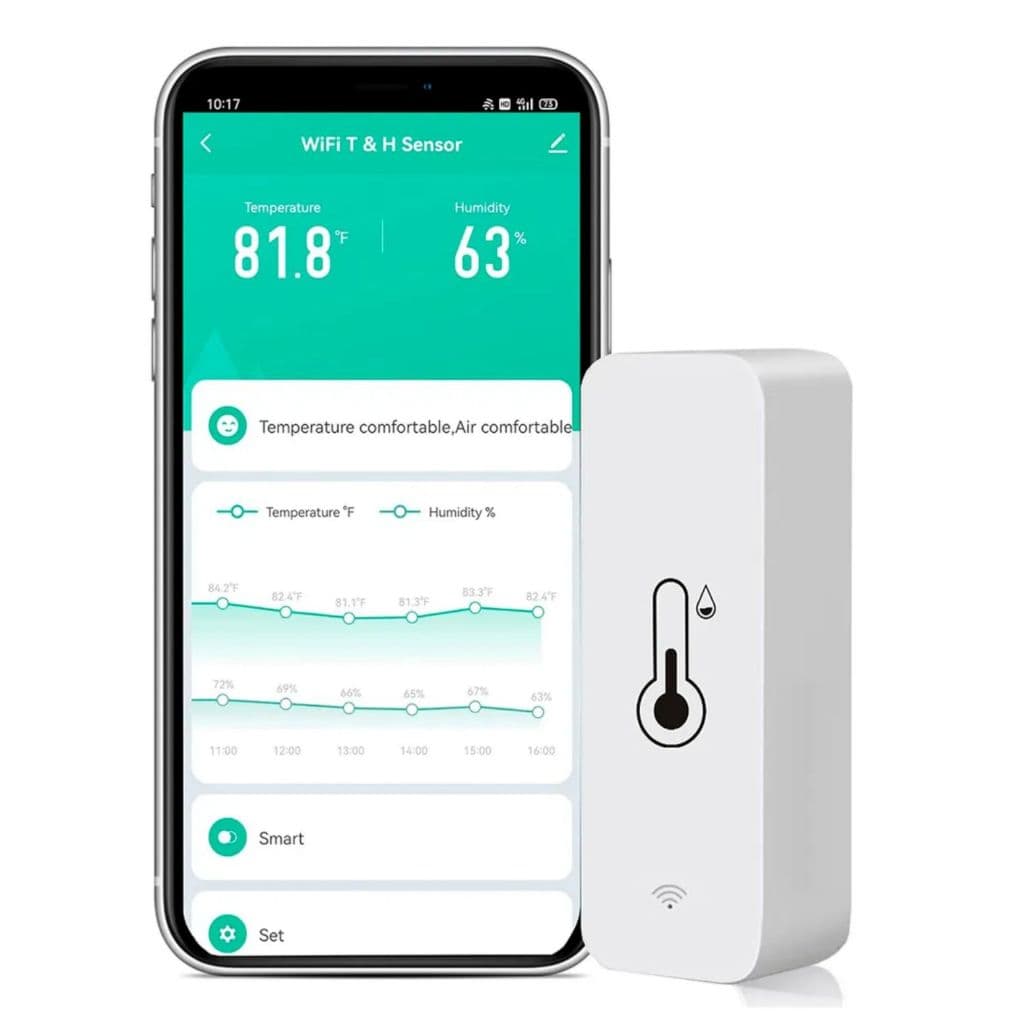 Tuya Sensor WiFi de Umidade e Temperatura Alimentado por Bateria com Monitoramento Alexa e Google Home