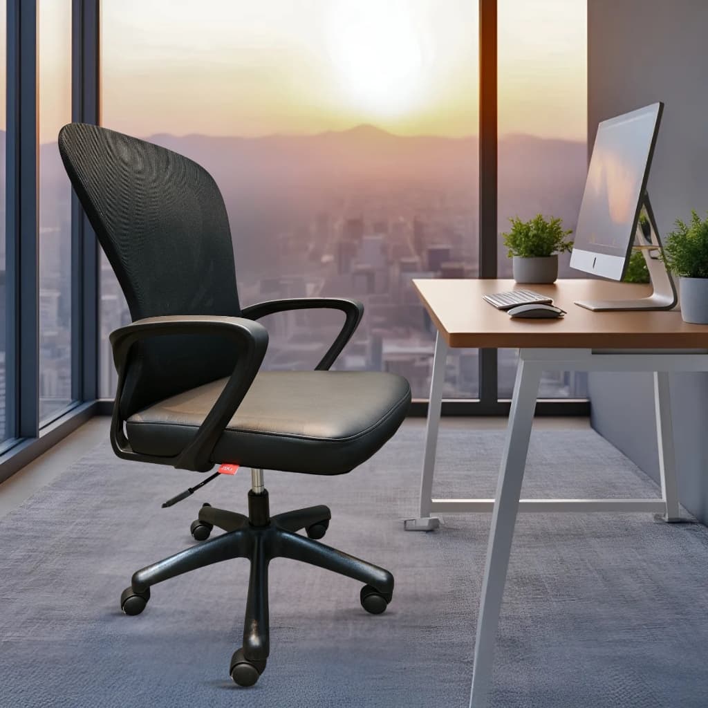 Cadeira De Escritório Moderno Presidente Giratoria Comfy Ergonômica Couro Estofada Ajuste De Altura