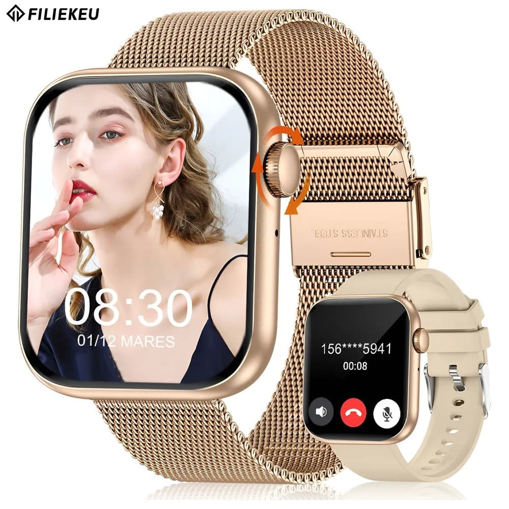 FLK Relógio Smartwatch Feminino Glicemia Pressão Arterial Chamada Bluetooth Smartwatch Relogio
