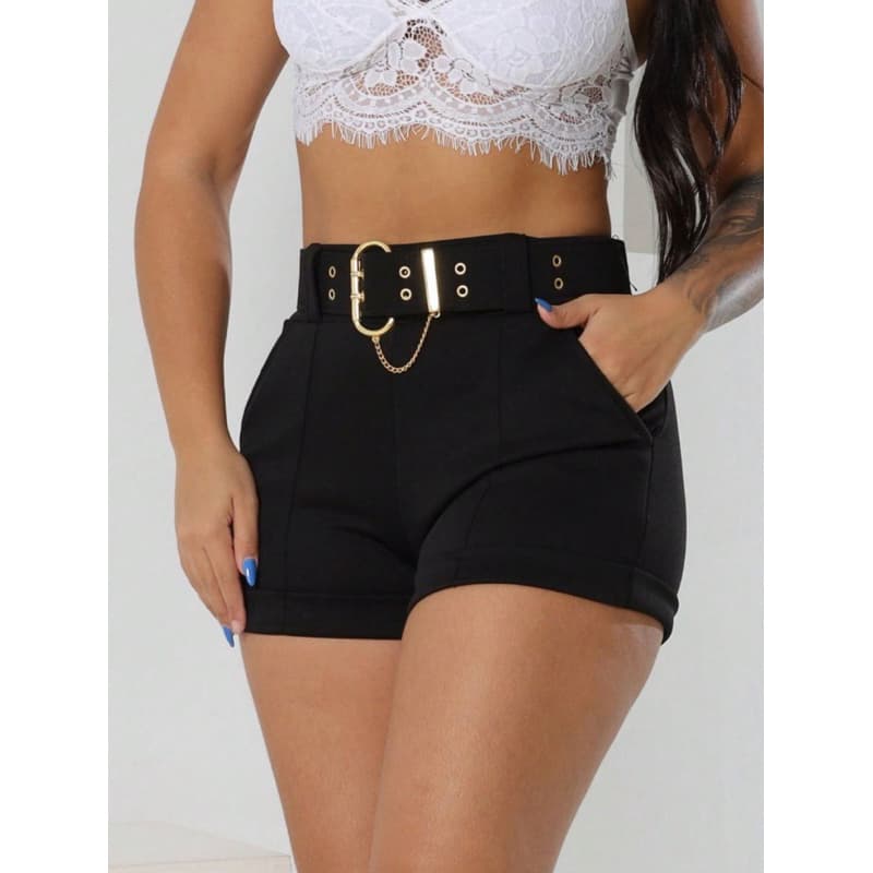 Short Feminino Neoprene + Cinto corrente