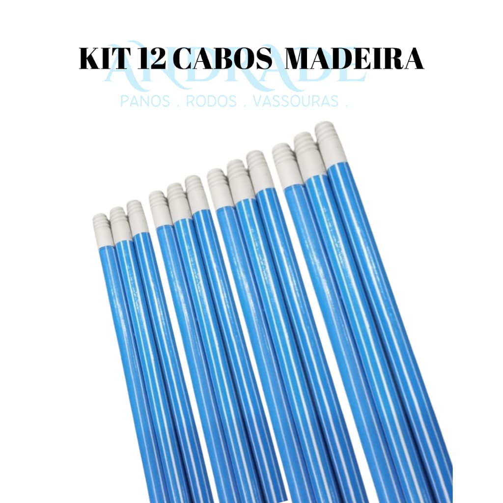 KIT 12 CABOS DE MADEIRA PLASTIFICADO PARA VASSOURAS E RODOS COM ROSCA E PENDURADOR