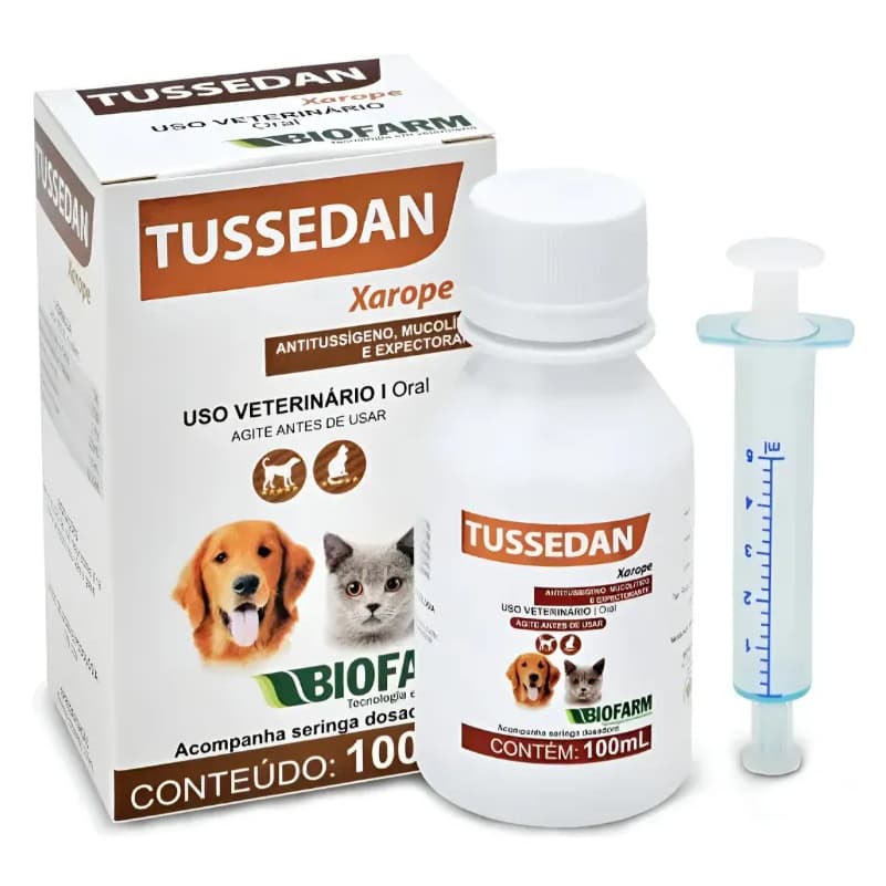 Xarope Tussedan 100ml Tratamento Tosse Cães E Gatos