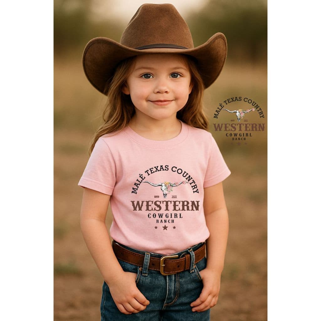 Kit Camiseta Infantil + Choker Country Modelo Western Feminino Estampa Country Delicada