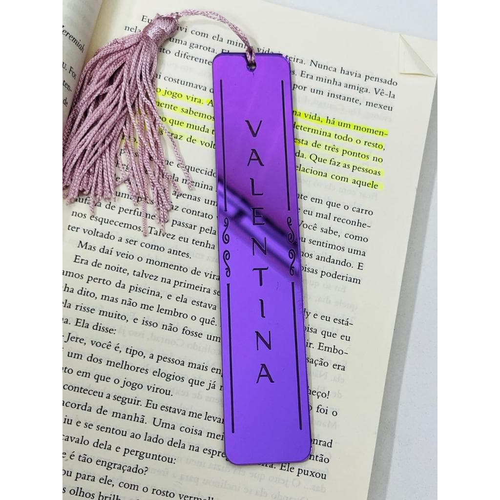 Marca Páginas de Livro Personalizado Marcador em Acrílico Espelhado com Nome