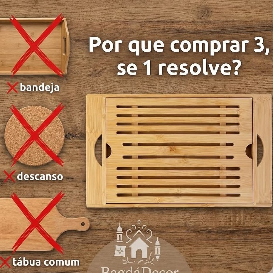 Tábua Migalheira Bambu 36cm 🍞 Corte de Pães, Servir Petiscos e Bandeja Multiuso Premium