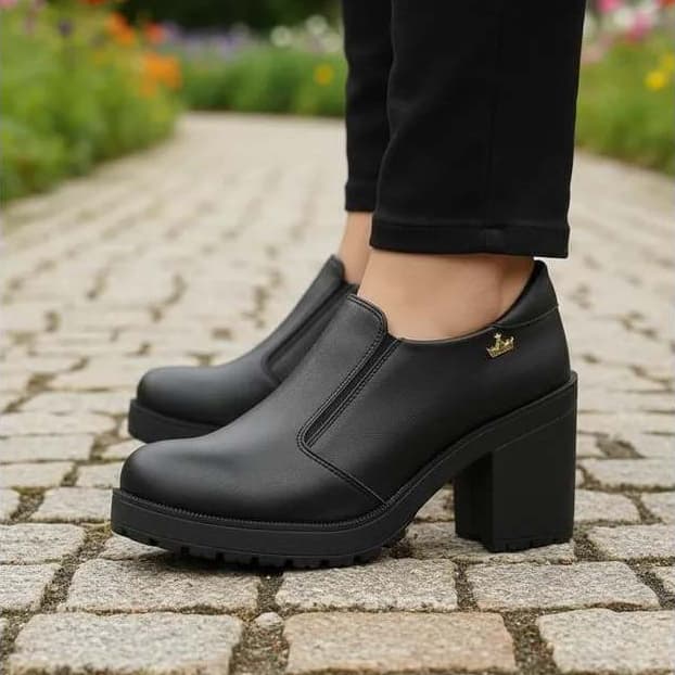 Oxford Feminino Salto Grosso Tratorado Confortável Casual Elegante