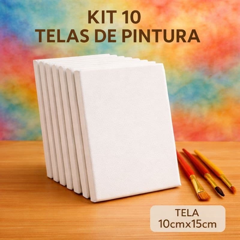 Kit 10 Telas Pintura 10x15 Algodão Óleo Acrílica Guache Arte