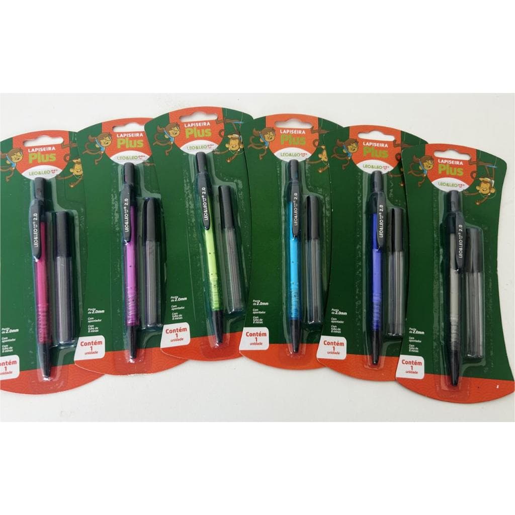LAPISEIRA TÉCNICA PLUS LÉO&LÉO 2.0mm com apontador na ponta + tubo com 8 minas extra.
