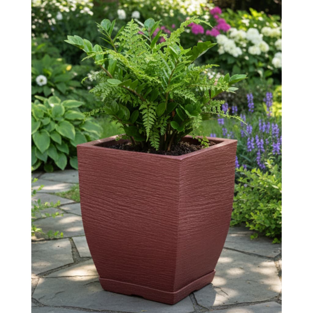 Vaso para planta decorativo em polietileno estilo bojo quadrado