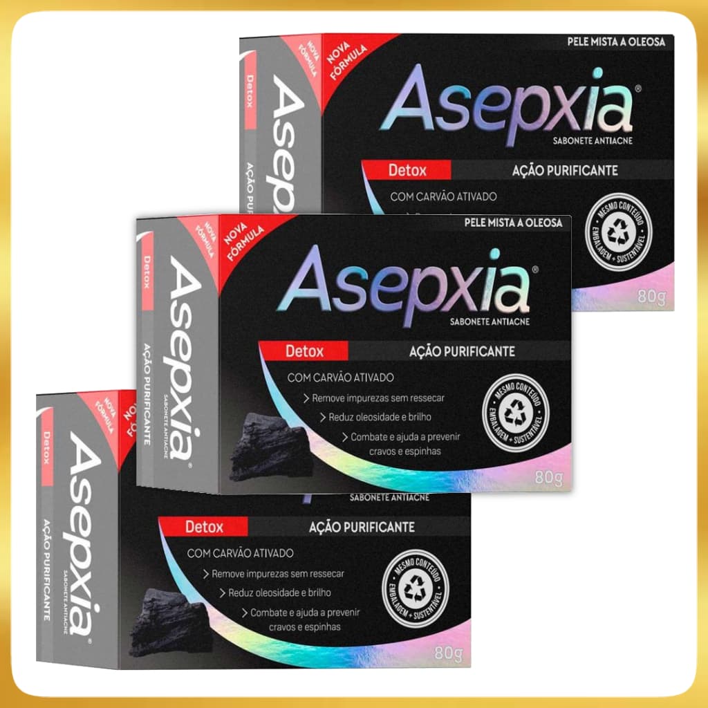 Kit 3 Sabonete Barra Detox Asepxia Caixa 80g