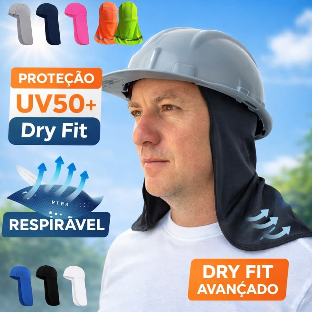 Protetor de Nuca e Pescoço UV50+ Acessório para Boné, Chapéu e Capacete Preto