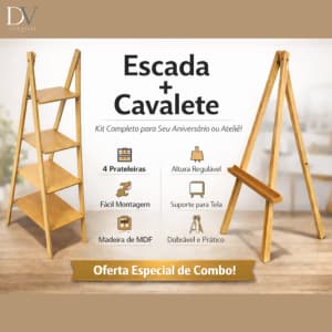 Cavalete para festas e aniversário MAIS Escada Decorativa Escadinha Festa Mdf Cru Desmontável 4 Andares