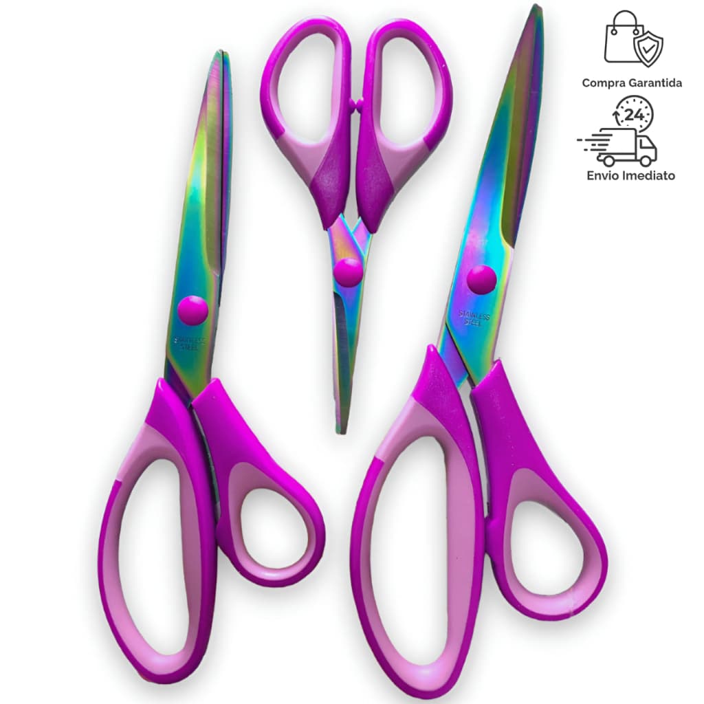 Kit Tesoura de Titânio Profissional 3 Unidades A MELHOR DO MERCADO