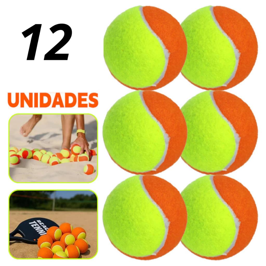 Kit 12 Bolas Beach Tennis Tenis Praia Treino Esporte e Areia Bolinhas Bola de Tenis Profissional
