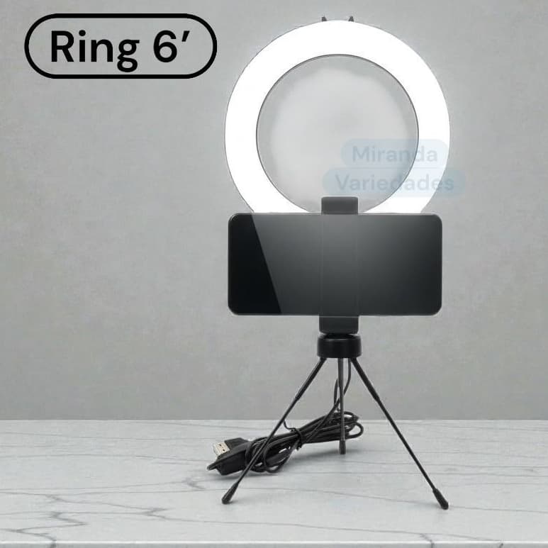 Ring Light Led Mesa Iluminador Pequena Tripé 6 Polegada 16cm Premium