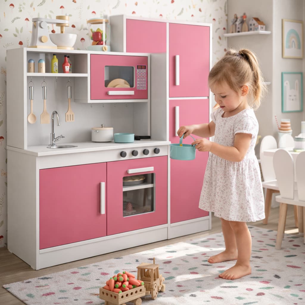 Kit Cozinha Infantil Binquedo Criança com Fogão Pia Microondas Educativo Oferta Cores