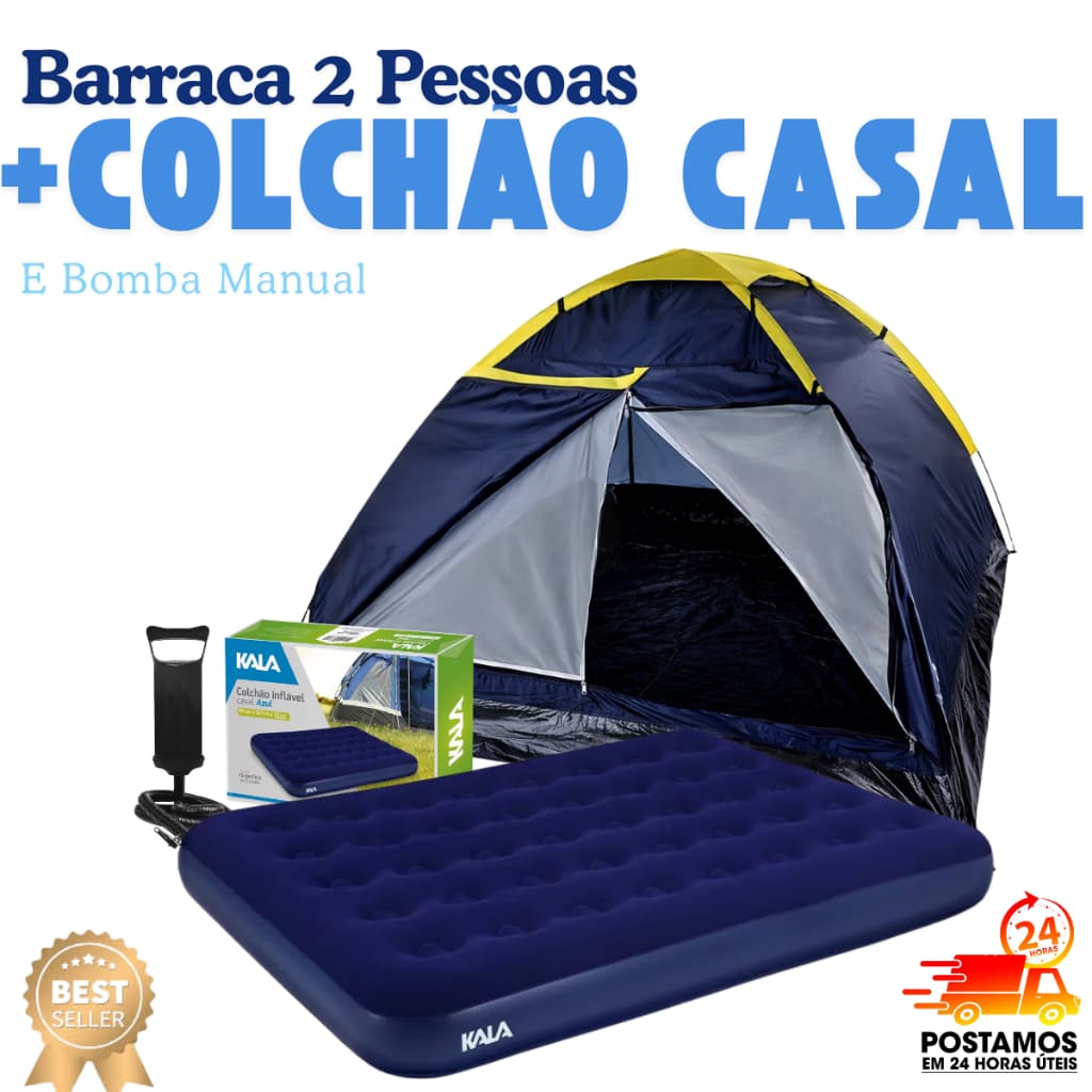 Kit barraca para 2 pessoas e colchão casal Kala+ bomba de Ar