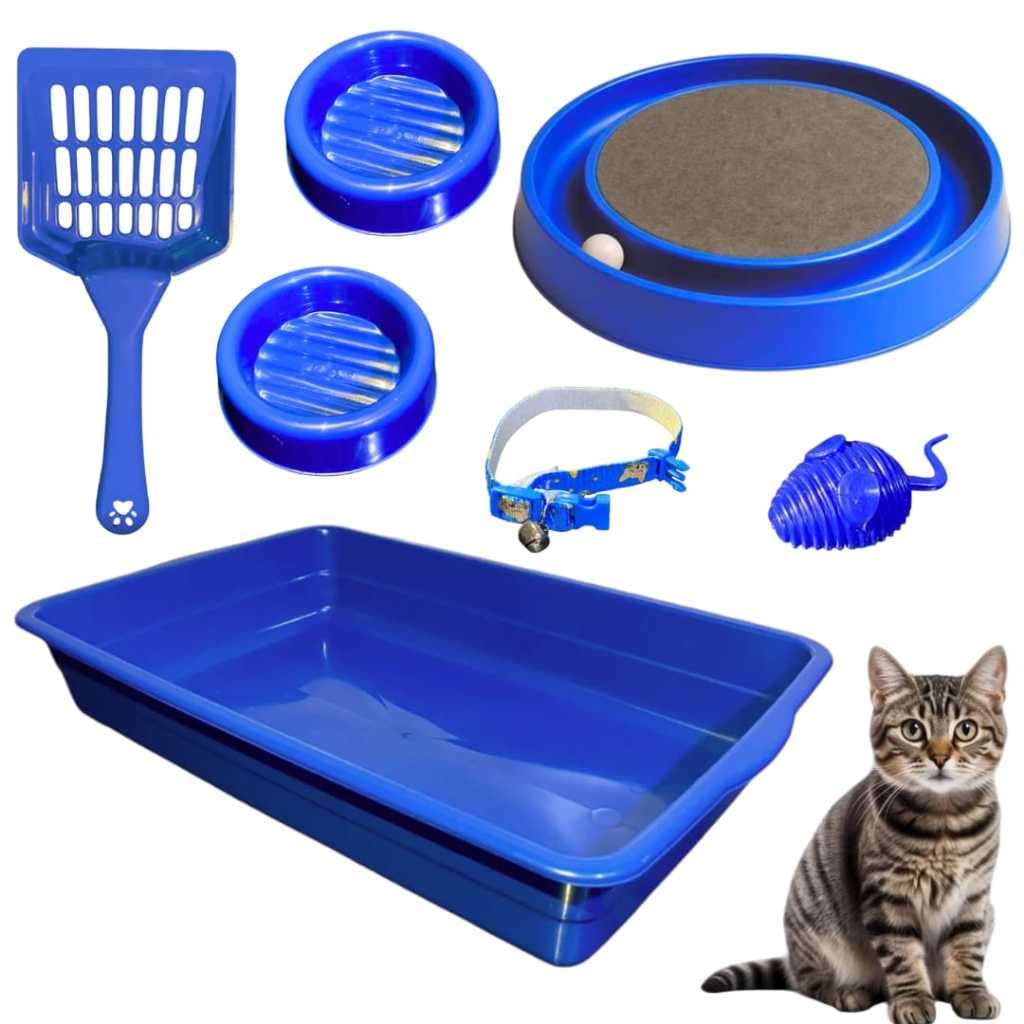Kit Caixa De Areia Para Gatos Higiênico Brinquedo Anti Stress Itens De Gato