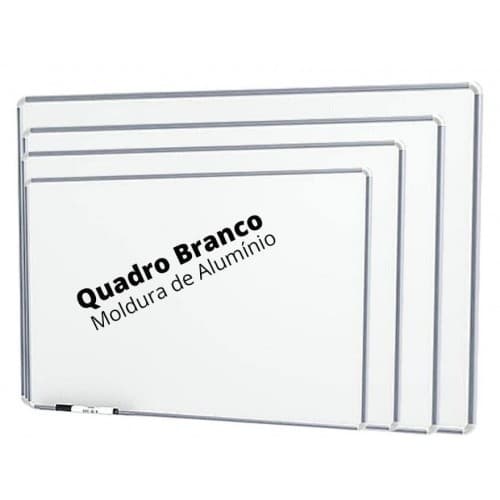 Quadro Branco Moldura em Alumínio Lousa + 4 Pincel + Apagador - Vários Tamanhos