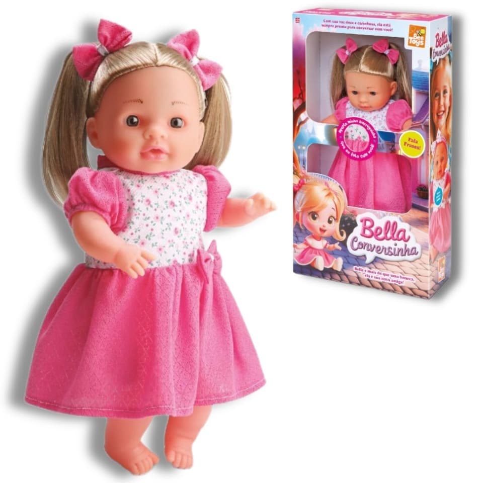 Boneca Grande Bella Conversinha Loira Com Som Fala Frases 40cm - Bee Toys -